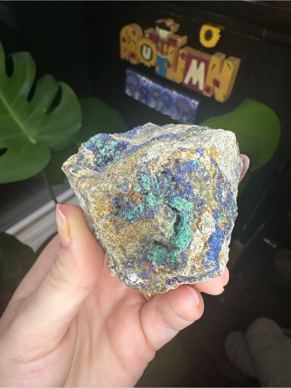 Natural Azurite-Malachite Mineral Specimen - Green & Blue